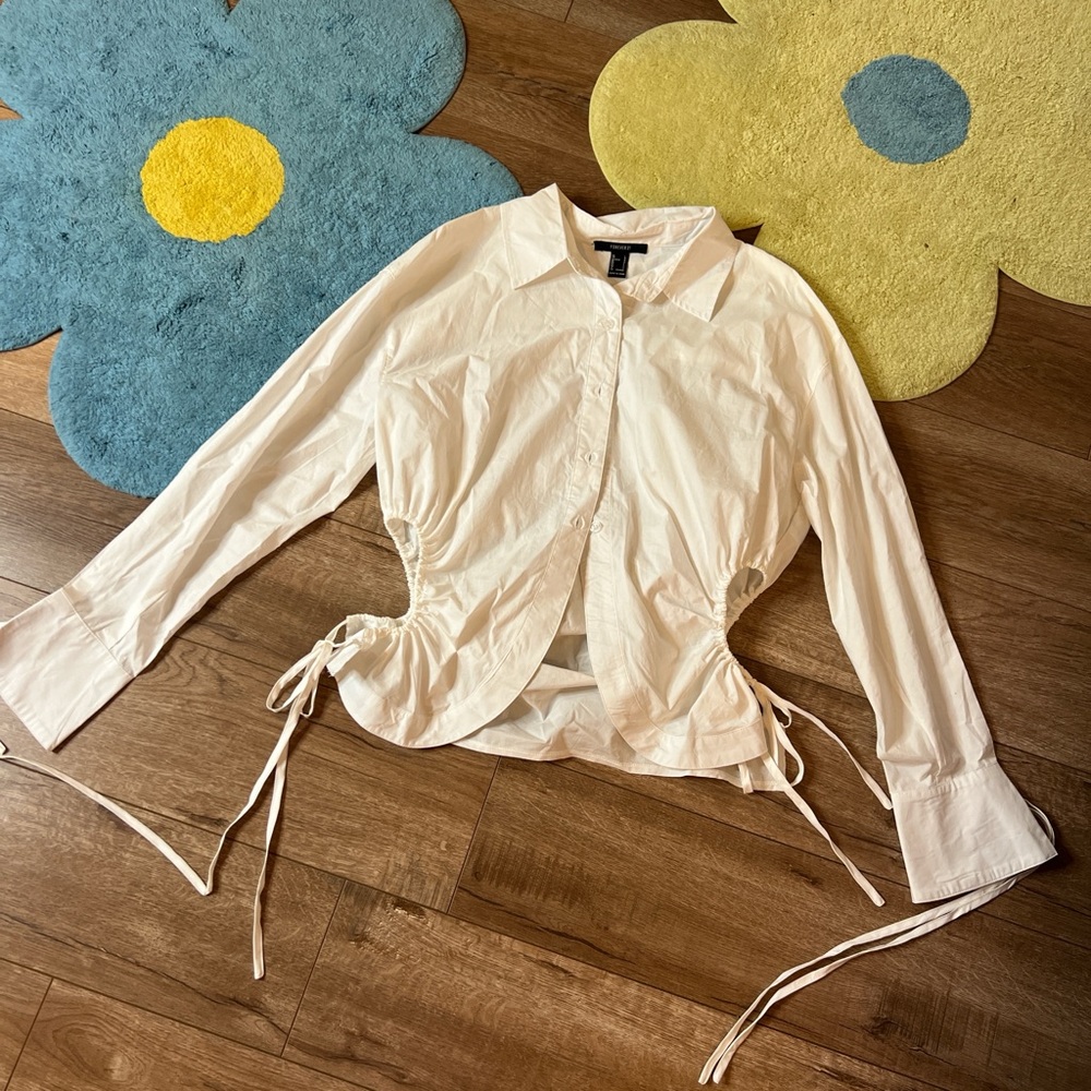 Forever 21 Cream Blouse with Side Ties